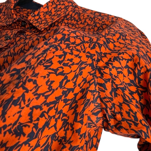 J CREW Printed Popover Long Sleeve Shirt in Navy/Orange Tulips Style# C1193 EUC - Picture 7 of 8